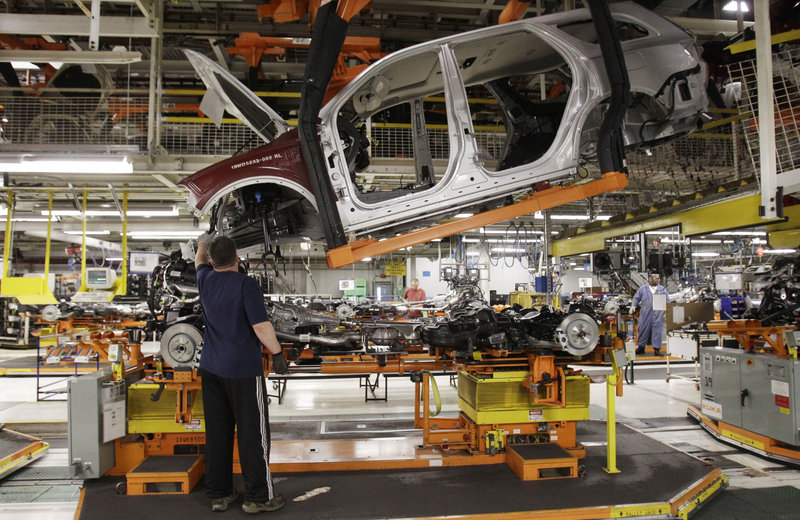 A Dodge Durango is assembled at Chrysler’s Jefferson North Assembly Plant in Detroit. The unemployment rate has fallen nearly a full percentage point since last summer.