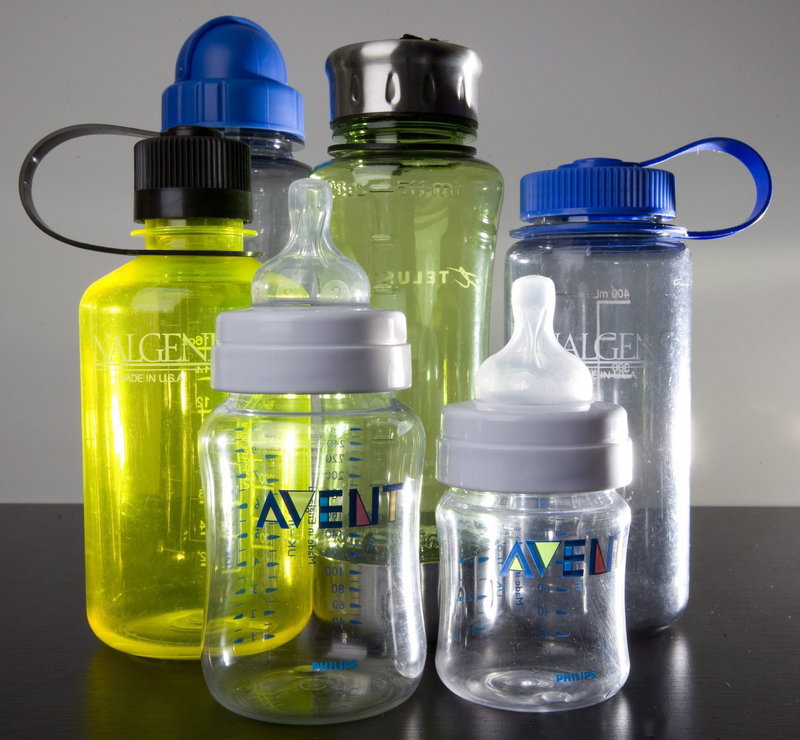 A collection of sport and baby bottles potentially containing the plastic-hardening compound bisphenol-A is seen in this 2008 file photo.