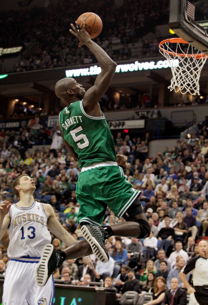 Kevin Garnett has been playing with a little extra spring in his step since he was moved to center.