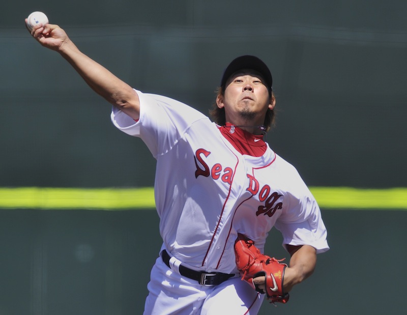 Boston pitcher Daisuke Matsuzaka pitched very well in a rehab assignment at Hadlock Field for the Portland Sea Dogs on Saturday, April 28, 2012.