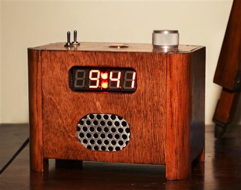 A March 7, 2012 photo provided by Sammut Tech, LLC, shows the Ramos alarm clock. Inventor Paul Sammut designed the clock that forces its owner to get out of bed after he found it hard to get out of bed after college. Once the alarm goes off, to stop it one must get out of bed, go into the kitchen or bathroom, and punch the day's date into a telephone-style keypad. (AP Photo/Sammut Tech, LLC)