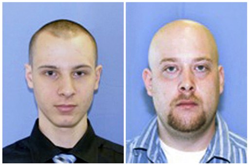 Undated photos provided by the Pittsburgh police show armored car guards Kenneth Konias Jr., left, and his partner, Michael Haines, whom Konias is charged with murdering.