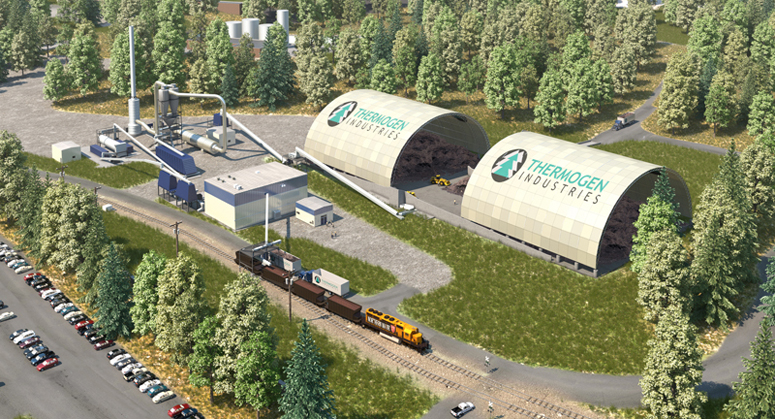 An artist's conception of a $35 million wood manufacturing machine that Cate Street Capital wants to build at the site of the former Millinocket paper mill.