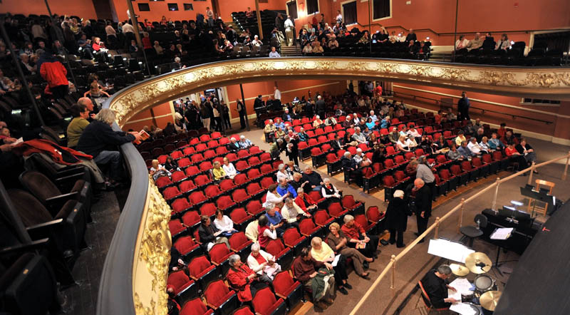 BACK IN BUSINESS: Theatergoers fill the newly renovated Waterville Opera House on Friday night for its grand reopening.