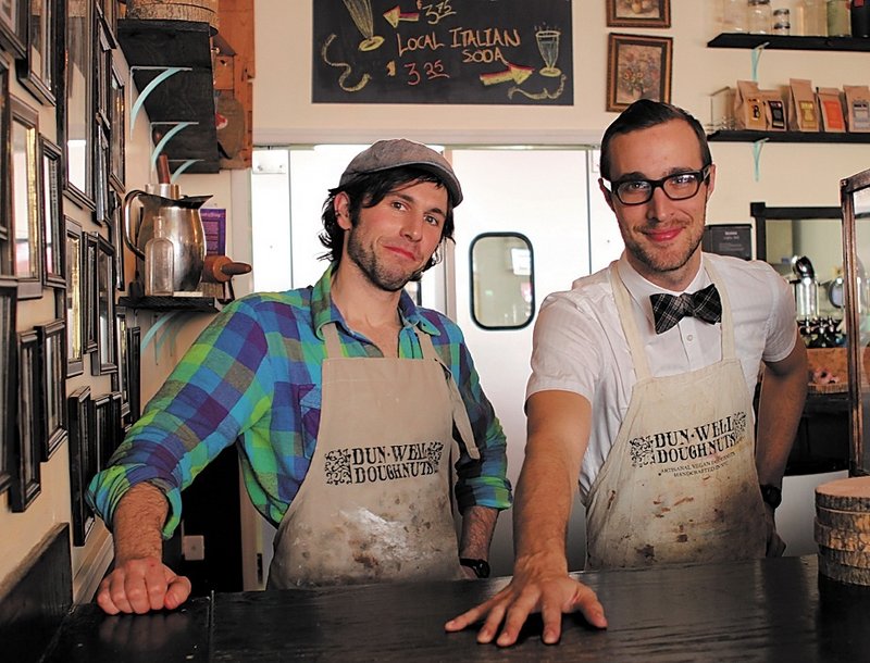 Christopher Hallowell, left, and Dan Dunbar, a Winslow High School graduate, are business partners in Dun-Well Doughnuts, located in Brooklyn, N.Y.