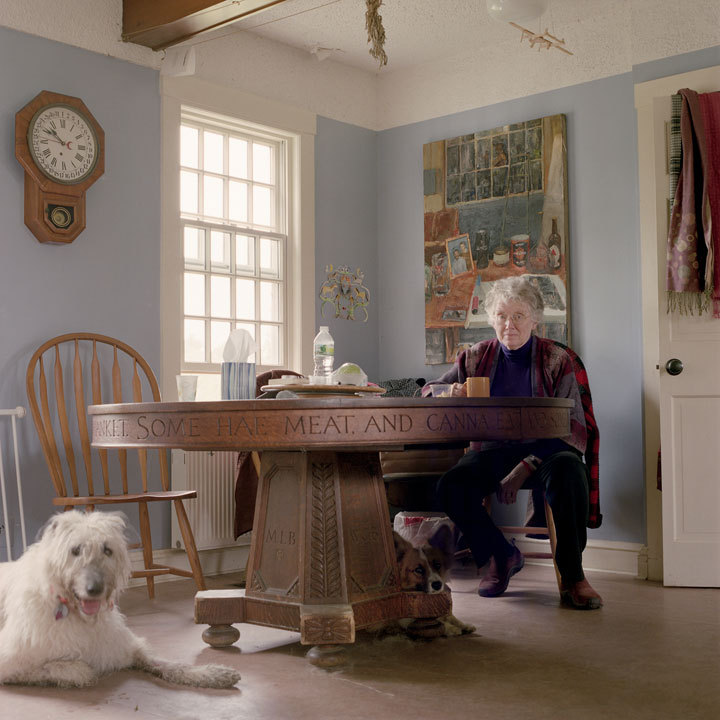 “Mary Bok with Surely & Honey the Dogs, Camden, Maine.”