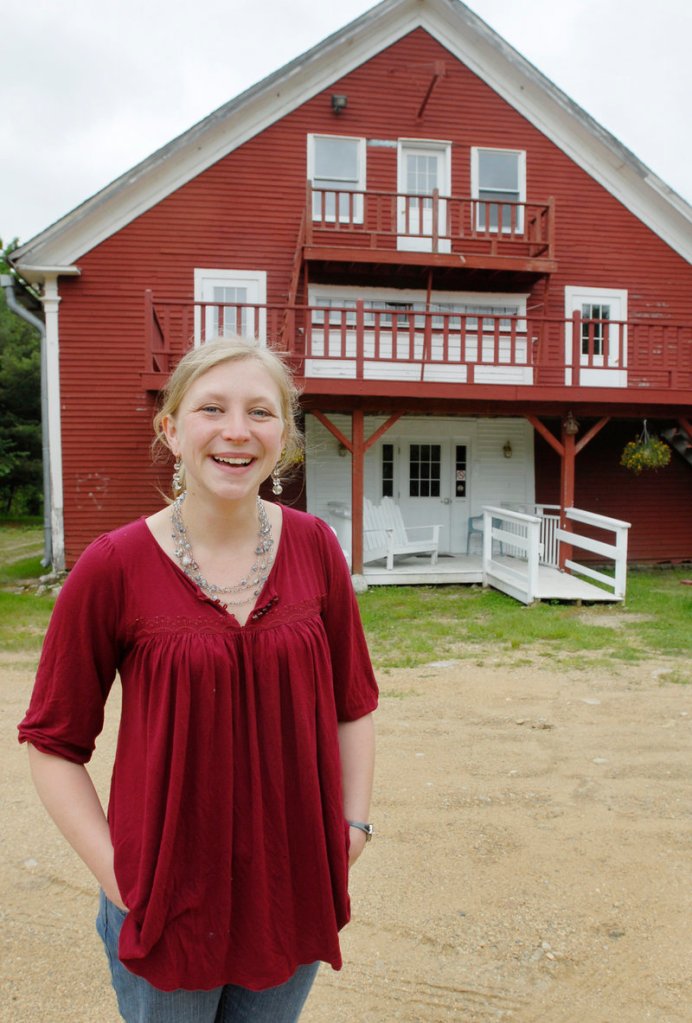 Amanda Huotari stands outside the Celebration Barn Theater in South Paris shortly after being named executive director in 2007. Huotari said expanding the Barn’s summer Intensive Workshop of theater training has been a priority.