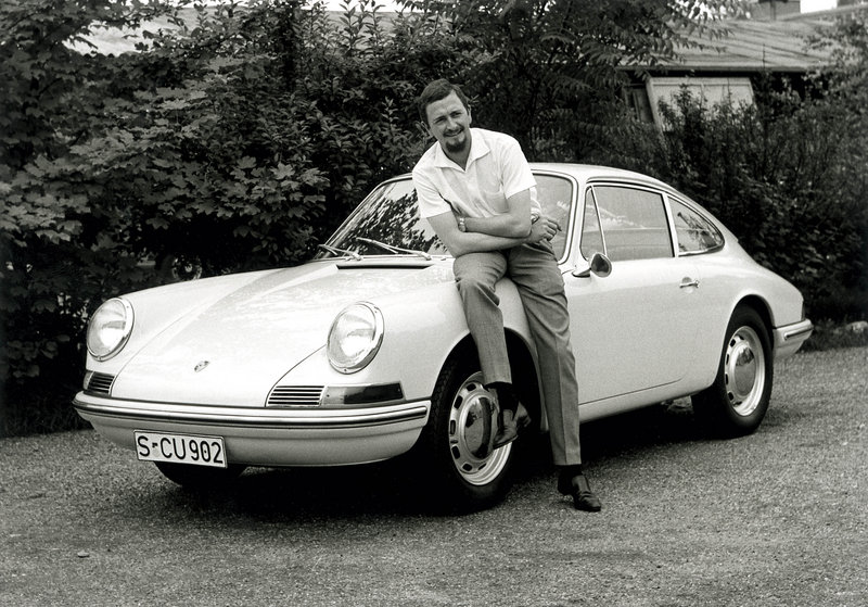 Car designer Ferdinand Alexander Porsche with a Porsche 901 (t8) in 1963. The grandson of the automaker’s founder is credited with designing the classic 911 sports car.