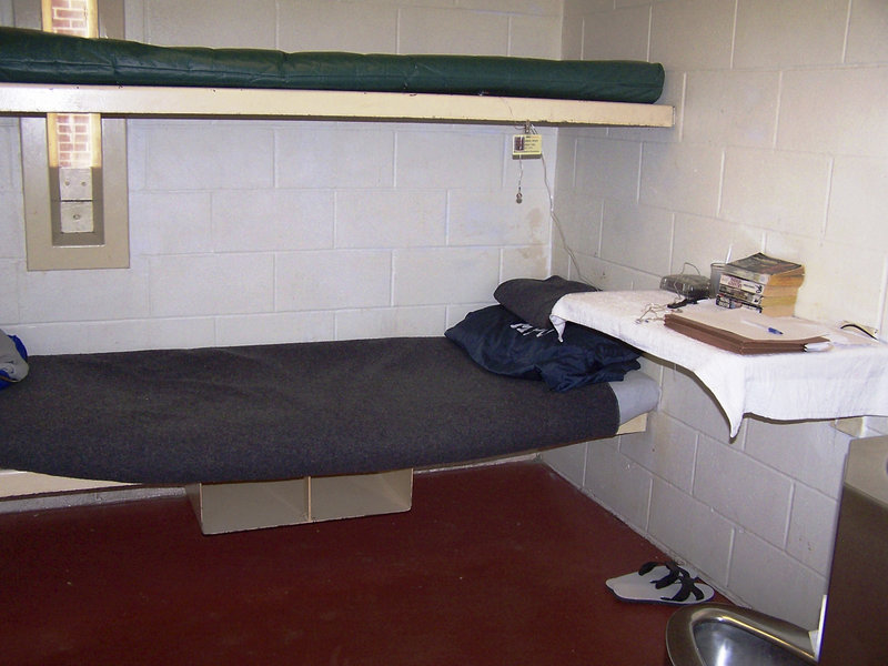 The standard minimum-security dormitory room at the Maine Correctional Center, which measures 12 feet by 10 feet.
