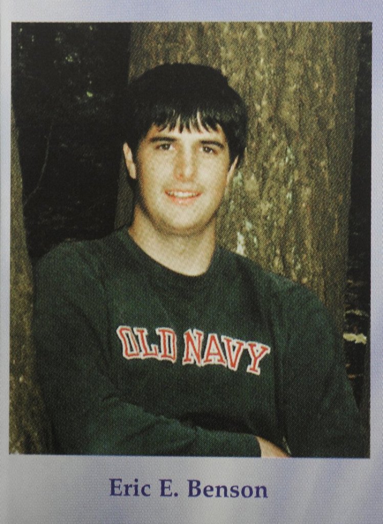 Eric Benson is seen in a copy of a photo from the 2005 Westbrook High School yearbook.