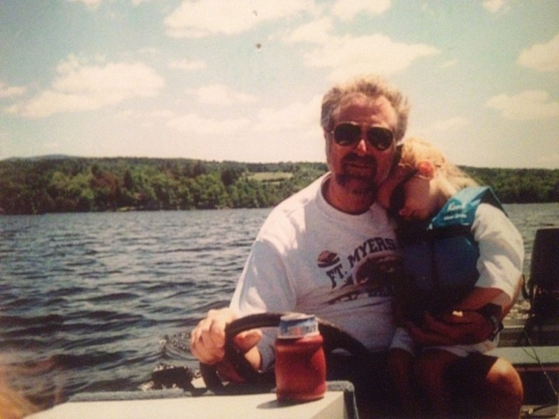 Alfred Schwabenhausen holds his then-4-year-old granddaughter, Marie Delcourt, on Sebago Lake around 1997.