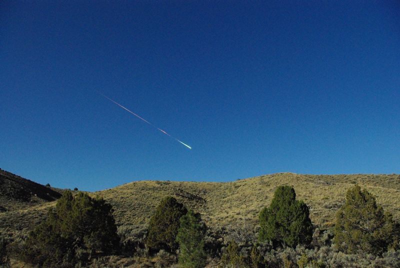 An image from NASA’s Jet Propulsion Laboratory shows a meteor passing Sunday over Reno. Scientists estimate that it exploded with one-third the force of the Hiroshima bomb.