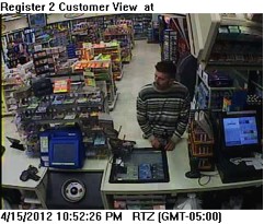 Cumberland Farms robbery suspect from video.