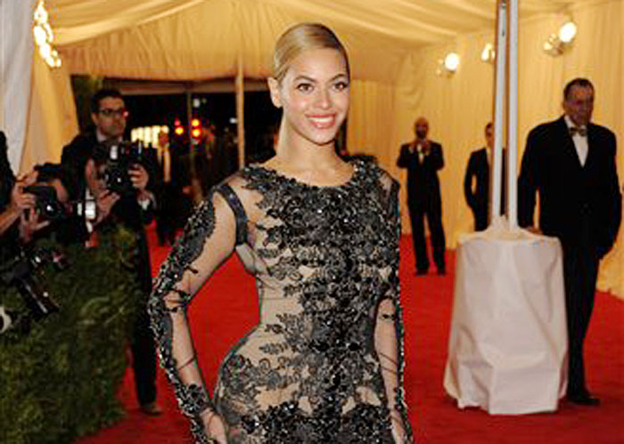 Beyonce arrives at a Metropolitan Museum of Art Costume Institute gala benefit on Monday in New York.