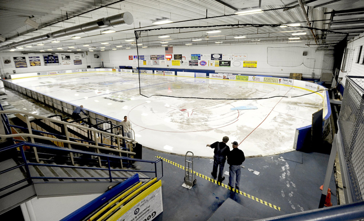 Staff at the Portland Ice Arena began melting the ice Sunday night in preparation for major repairs to the rink’s ice-making systems this summer. Repairs are scheduled to begin this month at the Park Avenue site.