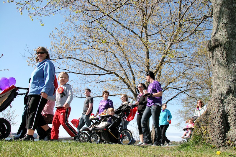 Hundreds walk along Baxter Boulevard in Portland on Sunday, May 6, 2012 for the March of Dimes March for Babies event.