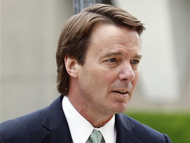 Former presidential candidate John Edwards arrives at a federal courthouse in Greensboro, N.C., on Wednesday. Edwards is accused of conspiring to secretly obtain more than $900,000 from two wealthy supporters to hide his extramarital affair with Rielle Hunter as well as her pregnancy. He has pleaded not guilty to six charges related to violations of campaign finance laws.