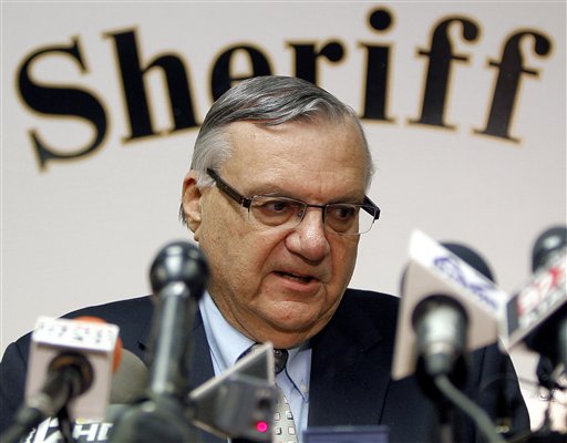 Maricopa County Sheriff Joe Arpaio conducts a news conference in Phoenix in this Jan. 10, 2012, photo.
