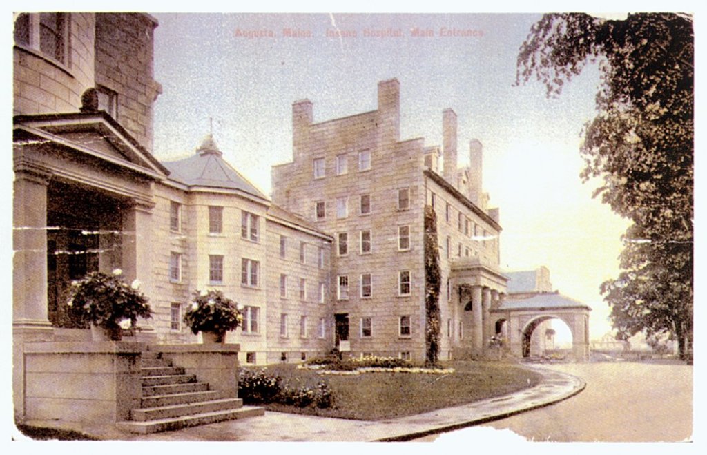 An old postcard shows the former Maine Insane Hospital in Augusta. AMHI