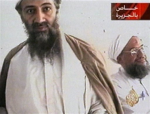This image taken was taken from a Oct. 5, 2001, video broadcast by Qatar's Al-Jazeera televison, purporting to show al-Qaida leader Osama bin Laden and his top lieutenant, Egyptian Ayman al-Zawahiri. Al-Qaida's image was a top concern on Osama bin Laden's mind in the last months of his life.