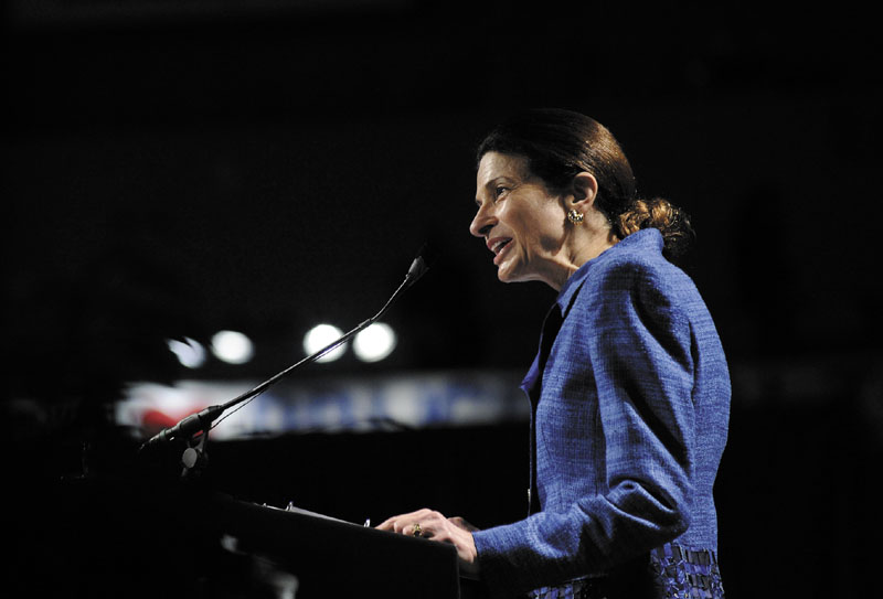 U.S. Sen. Olympia Snowe speaks during the Maine Republican Party State Convention on Sunday, May 6, 2012.
