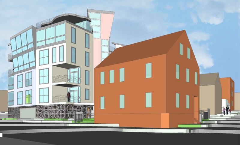A 26-unit condominium project being developed by S. Donald Sussman and Kevin Bunker of Developers Collaborative would be built along Franklin Street between Federal, Newbury and Hampshire streets.