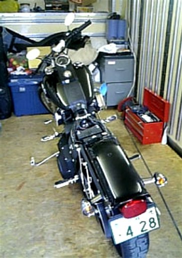 In this undated photo taken before March 11, 2011 by its owner Ikuo Yokoyama and distributed by Japan's Kyodo News, a Harley-Davidson sits in the garage in Kakuda, Niyagi Prefecture, northern Japan. Japanese media said Wednesday, May 2, 2012, the motorcycle lost in March 11, 2011 tsunami washed up on a Canadian island about 6,400 kilometers (4,000 miles) away. (AP Photo/Ikuo Yokoyama via Kyodo News)