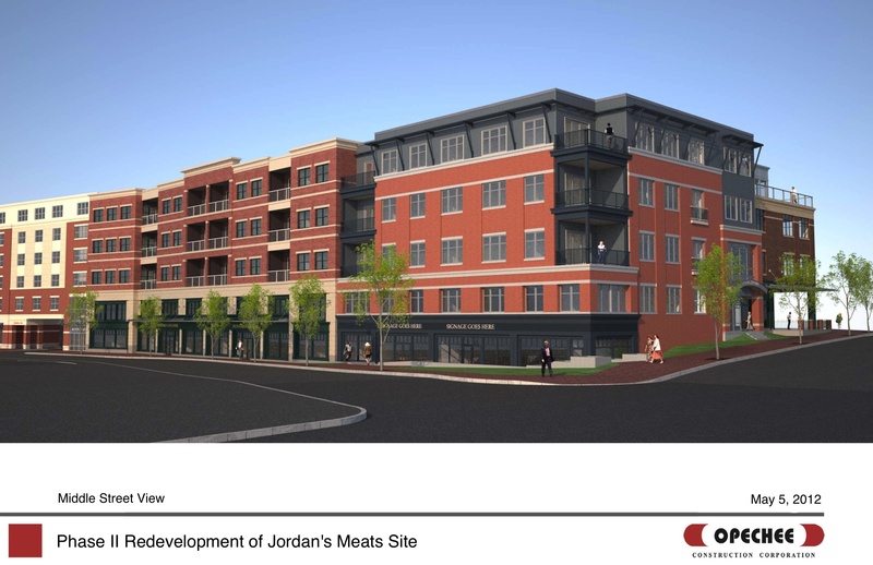 This is the Middle Street view of the mixed-use building proposed for the former Jordan's Meats site.