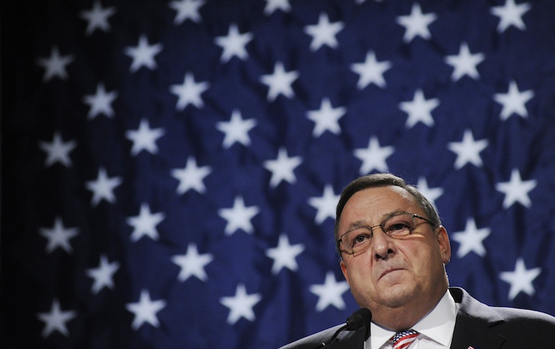 Governor Paul LePage speaks during the Republican Party State Convention on Sunday, May 6, 2012.