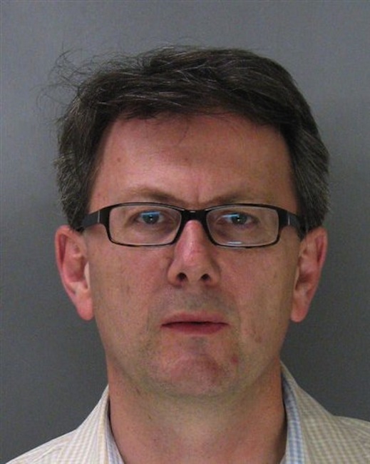 This is an undated booking photo, provided by the Mountain View Police, of Thomas Langenbach, taken in Mountain View, Calif. Langenbach, a Silicon Valley technology executive, is facing charges after authorities say he changed the bar codes on Lego toys at a Target store to buy them for less. (AP Photo/Mountain View Police)