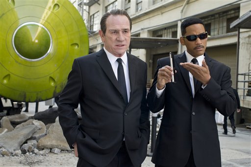 In this film image released by Sony Pictures, Tommy Lee Jones, left, and Will Smith star are shown in a scene from "Men in Black 3." (AP Photo/Columbia Pictures-Sony, Saeed Adyani) Will Smith Approved,Will Smith*Marc Weinstock OK