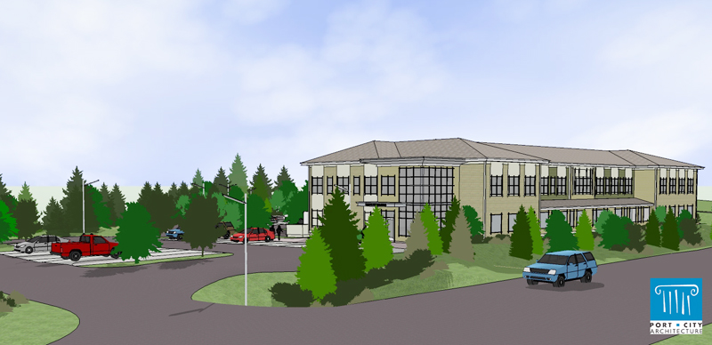 An artist's rendering of proposed new headquarters for Maine Standards Co.