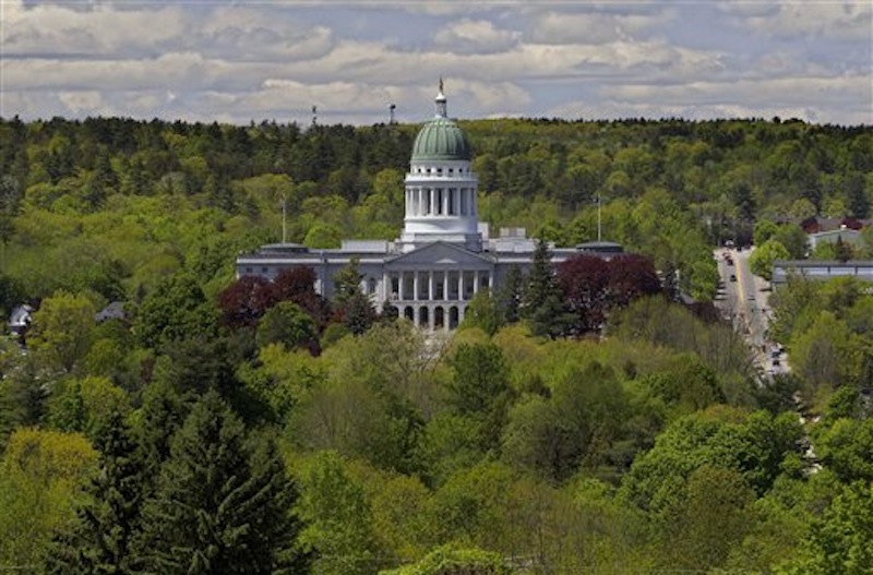 The State House is seen Thursday, May 17, 2012, in Augusta, Maine. State legislators have turned their attention from lawmaking to campaigning with the close of the legislative session. Nearly a third of all seats we become vacant for Novemberís election. (AP Photo/Robert F. Bukaty)