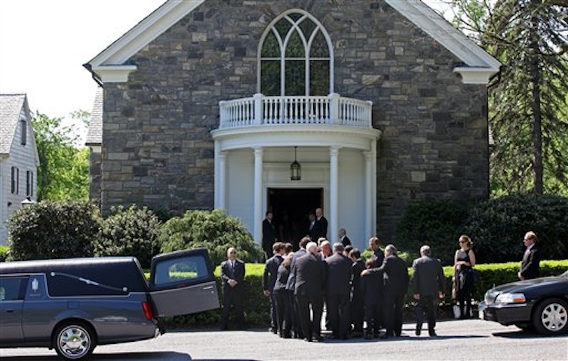 Members of Mary Richardson Kennedy's family remove the casket holding her, the estranged wife of Robert F. Kennedy Jr., at St. Patrick's Church in Bedford, N.Y., Saturday, May 19, 2012. Kennedy was found dead of an apparent suicide this week at her home in Bedford. (AP Photo/Craig Ruttle)