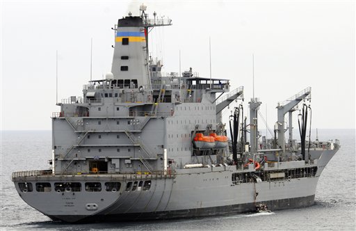 This image provided by the U.S. Navy shows the Military Sealift Command fleet replenishment oiler USNS Yukon.