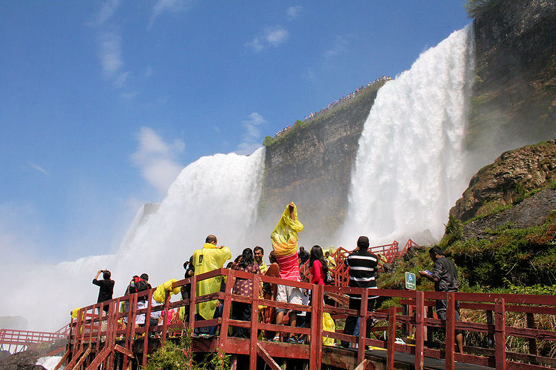 A man on Monday, May 20, 2012 miraculously survived a 180-foot plunge at Niagara Falls, pictured above, after witnesses say he deliberately jumped into the Niagara River.