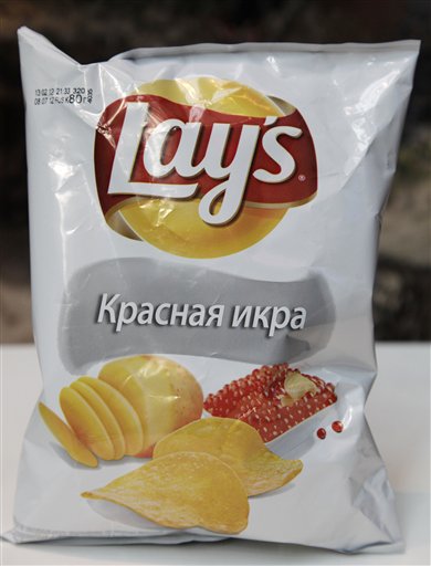 Sales of Lay's potato chips in Russia have more than doubled in the past five years, thanks to new flavors such as "Red Caviar," above, and "Pickled Cucumber."