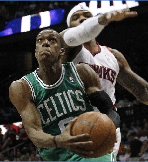 Rajon Rondo of the Celtics got to the basket at times in Game 5, but his fumble after a steal meant a lost chance for a final shot.