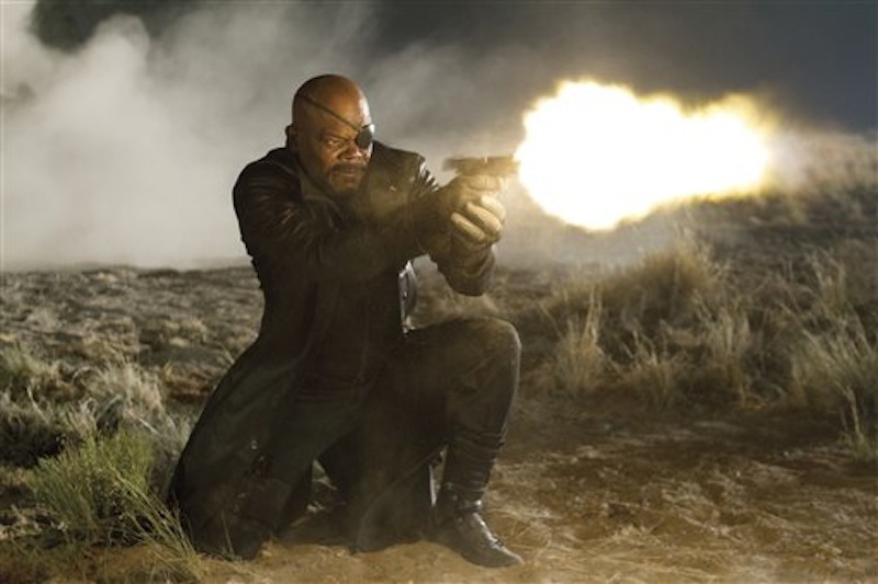 In this film image released by Disney, Samuel L. Jackson portrays Nick Fury in a scene from Marvel's "The Avengers." The film will be released on May 4. (AP Photo/Disney, Zade Rosenthal)
