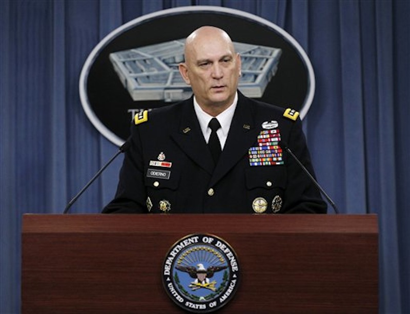 In this Jan. 27, 2012 file photo, Army Chief of Staff Gen. Raymond Odierno speaks at the Pentagon. Uncle Sam may still want you. But you? Maybe not so much. In sharp contrast to the peak years of the Iraq and Afghanistan wars, the Army last year took in no recruits with misconduct convictions or drug and alcohol issues, according to internal documents. And soldiers already serving on active duty must meet tougher standards to stay on for another tour in uniform. (AP Photo/Pablo Martinez Monsivais, File)