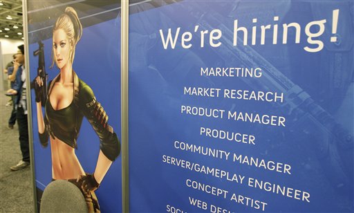 Tencent America job booth is shown at the Game Developers Conference in San Francisco on Tuesday.