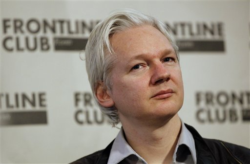 Julian Assange, founder of WikiLeaks, listens at a press conference in London in this Feb. 27, 2012, photo.