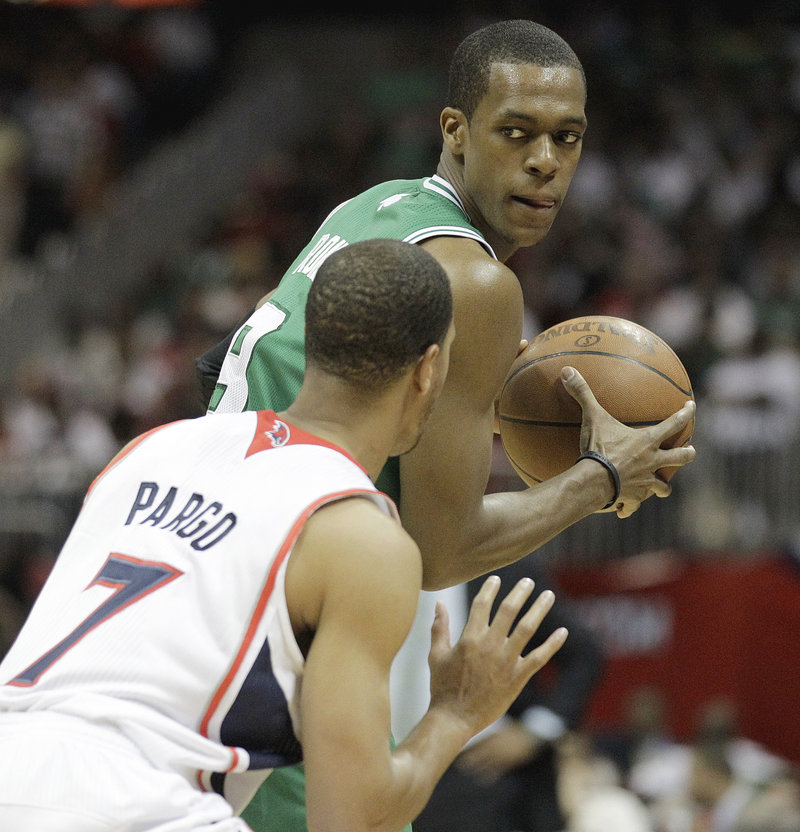 Rajon Rondo played well in Game 1 for the Celtics, until he argued and then bumped referee Marc Davis.