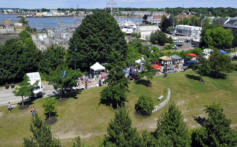 A view of the South Portland Farmers' Market at Thomas Knight Park last summer.