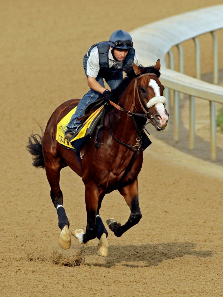 Peter Brette puts Union Rags through his paces during a workout at Churchill Downs on Thursday in preparation for today’s Kentucky Derby.