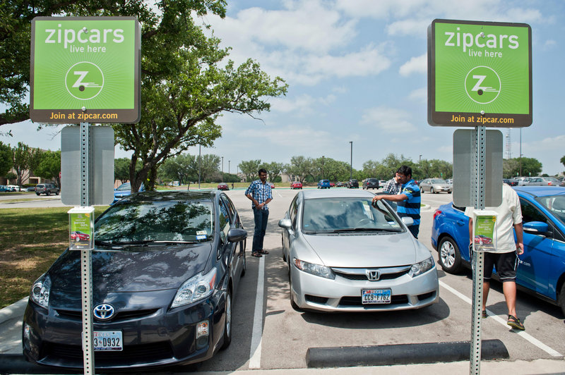 Students take out a Honda Civic Zipcar from the UT-Dallas campus in Richardson, Texas. Zipcar, which went public in 2011, now serves 260 college campuses. It was founded 12 years ago in Cambridge, Mass.
