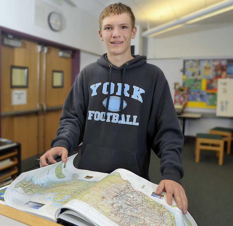 Ben MacLean, 14, an eighth-grader at York Middle School, is the two-time state geography bee champion.