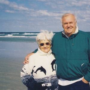 Dick Lucas and his wife, Coletta. Mr. Lucas, a fisherman, was a swimming star in high school.