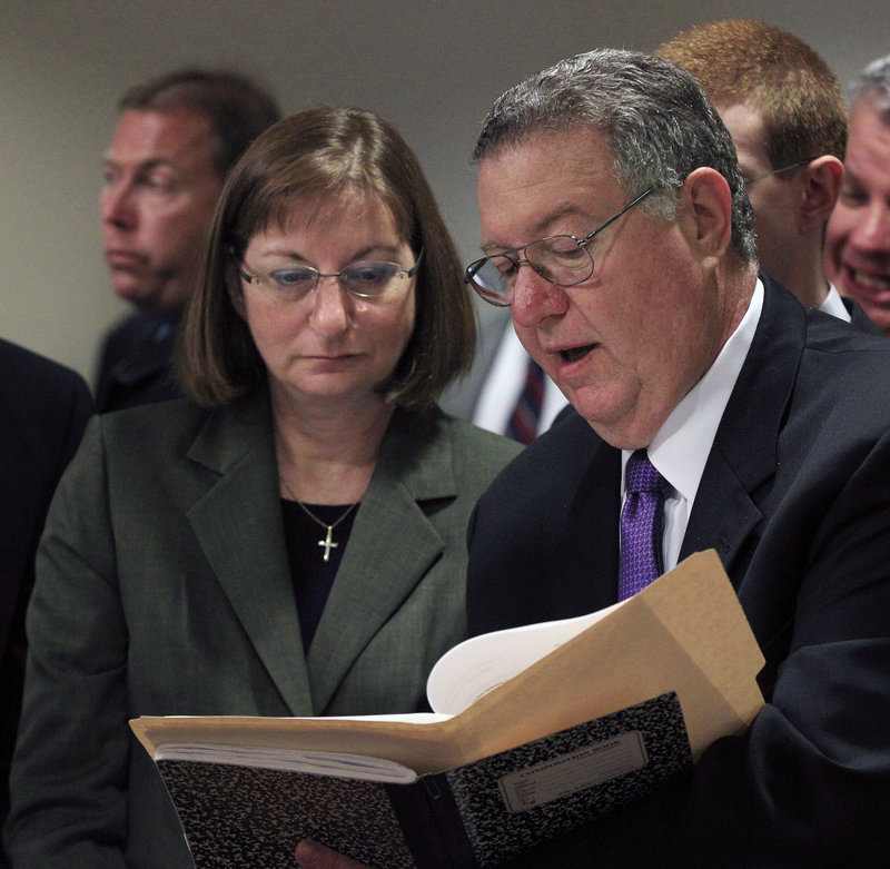 Tyler Clementi’s parents, Joseph and Jane Clementi, prepare to make victim-impact statements Monday during a sentencing hearing for Dharun Ravi in New Brunswick, N.J.