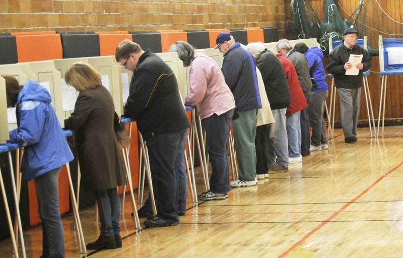 Biddeford residents vote at the J. Richard Martin Community Center on Election Day last November.